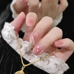 Wear Artificial Nail Plasters for Manual Nail Improvement; Powder Blush Tint for Short Nails Improvement Products (Size : L)