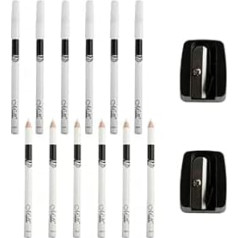 14 Pieces White Eyeliners Pencil & Sharpener Set, Waterproof Smudge-Proof Gel Eyeliner, Soft Tip for Beginners, White for Eyeliner & Eyeshadow, Includes 2 Pencil Sharpeners