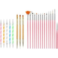 Nail Art Brushes, Nail Art Painting Tools Set, Nail Dotting Tools, Nail Dust Brush, Strip Nail Art Brush for Long Lines, Nail Drawing Pen for Nail Design, 23 Pieces
