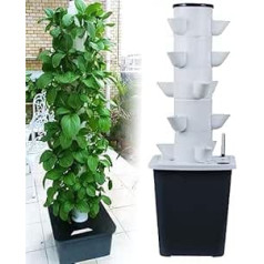 Hydroponic Tower Garden, Aeroponic Growing System for Herbs, Fruits, Vegetables, with Timer, Pump, Net Pots, Indoor Home Gardening Kit