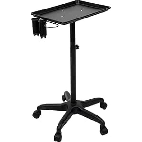 Hairdressing Trolley Height Adjustable 64-108 cm with 4 Wheels, Cosmetic Trolley with 45 x 33 cm Shelf and 13 kg Load Capacity, Mobile Side Trolley for Hairdressing Salon and Tattoo Studio