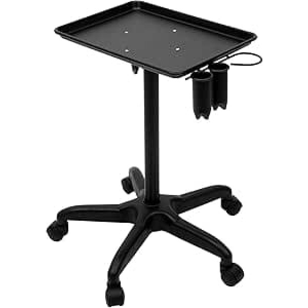 Hairdressing Trolley Aluminium Cosmetic Trolley Salon Trolley Height Adjustable Tattoo Tray Trolley with Wheels, Accessories for Salon and Spa Services, Black