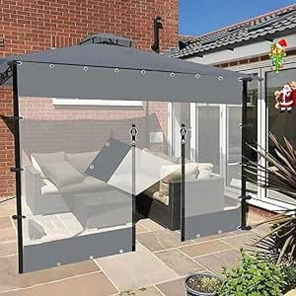 Waterproof Curtains, PVC Side Tarpaulins, Outdoor Curtains, Curtains with Zip, Weatherproof Curtains, 400 g/m², Various Sizes, W x H - 1.4 x 1.5 m/4.6 x 4.9 ft