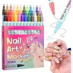 Nagelmarker Stift | 24-farbige wasserfeste Salon Maniküre Werkzeuge | Feinspitziger Marker Stift für Mädchen - Für Reisen, Geschäftsreisen, und