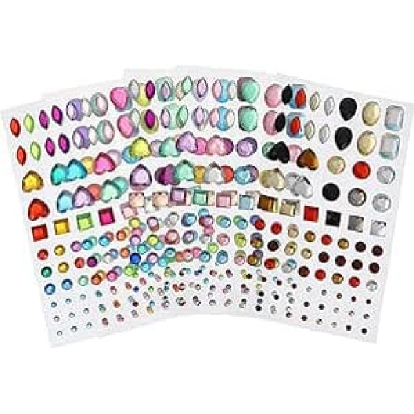 6 Sheets DIY Diamond Stickers Gemstones Black Rhinestones Stickers For Face Jewels Pearl Stickers Diamonds Crystals Rhinestone Glue Rhinestones For Nails DIY