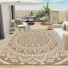 Bsmathom Outdoor Mats for Patio Large Floor Mat and Rug Indoor Outdoor Porch RV Picnic Beige