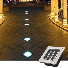 Erdlichter Für Den Außenbereich - Led-Bodenlandschaftslampe, Quadratischer Eingebetteter Led-Strahler, wasserdichte Ip67-Bodenlichter, Für Die Beleuchtung Von T,Warm White-12w