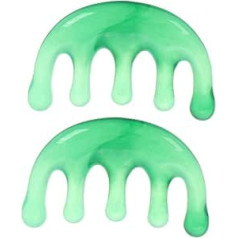 2 Stück Resin Gua Sha Massagekamm Breitzahniger Kopfmassagekamm zur Entspannung von Kopfhaut und Gesicht Tragbar für Zuhause Büro und Reise Fördert Durchblutung und