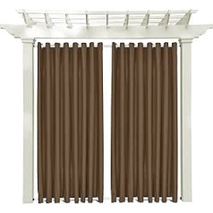 Macochico Eyelet Top and Bottom Chocolate Brown Outdoor Waterproof Curtains Dustproof Privacy Screen Thermal Insulated for Patio Garden Backyard Cabana 100W x 102L (1 Panel)