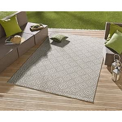 HHC Indoor and Outdoor Design Rug Patio Conservatory 160 x 230 cm or 140 cm Round Diamond (OD-12 Checked Grey 200 x 290 cm)
