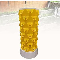 Growing System Vertical Tower, Hydroponics Tower Kit, Freestanding Vertical Growing Aeroponic Garden for Planting Herbs and Vegetables with Hydration Pump, Seedbed, Yellow-64Pots