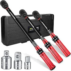 ATsafepro Torque Wrench Set 1/4 3/8 1/2 Inch Drive Click, Torque Wrench Bicycle Moto Car 3-25NM 5-60NM 20-230NM, Double Direction 72 Teeth with 1/4 Inch to 3/8 Inch to 1/2 Inch Three Adapters