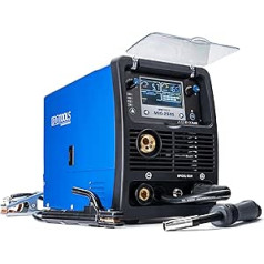 IPOTOOLS MIG-250S 5-in-1 MIG MAG Welding Machine - Synergic Protective Gas Welding Machine with 250 Amp Flux Cored Wire Welding Machine without Gas Electrodes / E-Hand Suitable / Digital / IGBT / 230