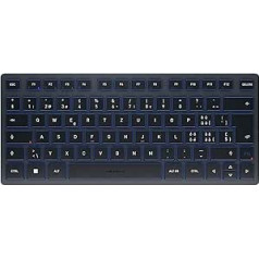 CHERRY KW 7100 MINI BT Compact Multi-Device Keyboard with 3 Bluetooth Channels Swiss Layout (QWERTZ) Flat Design with Carry Case Slate Blue