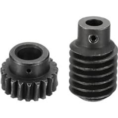 sourcing map 1045 Steel Worm Gear Kit 20T 1.25 Module 1:20 Reduction Rate Right Turn Gear Wheel Reducer (Gear 12mm Bore, 28mm OD, Rod 8mm Bore)