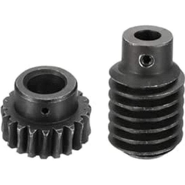 sourcing map 1045 Steel Worm Gear Kit 20T 1.25 Module 1:20 Reduction Rate Right Turn Gear Wheel Reducer (Gear 12mm Bore, 28mm OD, Rod 8mm Bore)