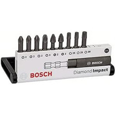 Bosch 2608522064 Impact Screwdriver Set: PH2, PZ2, PZ3, T25(x2), T30(x1) Anti Shock Holder