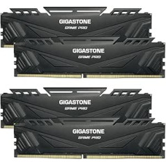 DDR4 RAM: GIGASTONE Game Pro 64GB Kit (4x16GB) DDR4 3200MHz PC4-25600 CL16-18-18-40 Intel XMP 2.0 AMD Ryzen 1.35V UDIMM 288Pin Non-ECC Unbuffered Desktop High Performance Memory Black