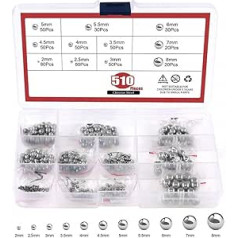 510 Stück Edelstahl 304 für Präzisionslager Kugeln Sortiment Kit - 2mm bis 8mm metrische Größen für Industrie-, Automobil- & Elektronikanwendungen