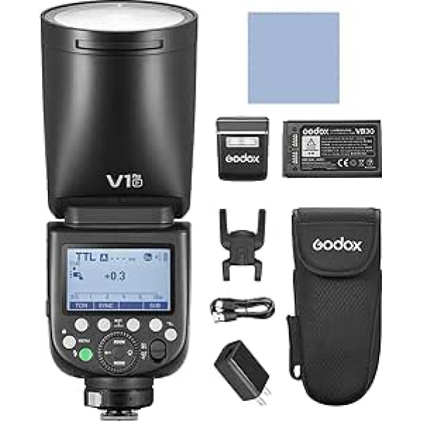 GODOX V1PRO F 2.4G Wireless Camera Flash Speedlite 1/8000s HSS, 1.3s Charging Time with M/TTL Flash Mode, 10 Levels Adjustable Brightness, Support Type-C Power Supply for FUJIFILM Cameras