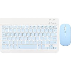 Wireless Keyboard and Mouse, 10 Inch Bluetooth Keyboard Set, USB Charging, Ultra Thin, Quiet, Wireless Keyboard with 1600 DPI Mouse for PC, Laptop (Sky Blue)