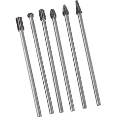 ERYUE Aluminium-Wolframkarbid-Rotationsfeilen-Set für die Metallbearbeitung, 6-teilig, Schaft 6 Mm, Schnittdurchmesser 10 Mm, Ideal Zum Schnitzen und Formen, Passend für Elektrische/pneumatische