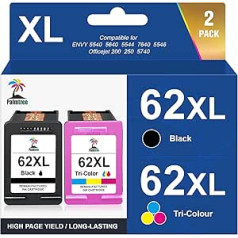 Palmtree 62XL Cartridges Compatible with HP 62 Printer Cartridges 62 XL HP62 62XL Black and Colour Cartridges for HP Envy 5540 5548 7640 5640 5646 OfficeJet 250 200 5740 5742