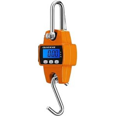 Kranwaage, Mini-LCD-Digital-300-kg-Kranwaage Gewicht Tragbare industrielle elektronische Hochleistungs-Gewichtshakenkran-Hängewaage Home Farm(Orange)