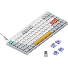 nuphy Air75 V2 Wireless Mechanical Keyboard, 84 Keys RGB Hot-Swap Keyboard, Supports Bluetooth 5.1, 2.4G and Wired Connection C for PC/Laptop/Windows/Mac-White Gateron Wisteria Switch