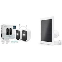 Arlo Essential 2 HD XL Battery Surveillance Camera Outdoor WiFi + Solar Panel, Wireless, 1080p Video, Colour Night Vision, Light, Motion Sensor, Siren, 2-Way Audio, Secure Test Period, 2 Cameras