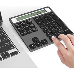 Bluetooth Numeric Keypad with Calculator - 2 in 1 Wireless Numeric Keypad with 34 Keys + Calculator Display, Numerical Keyboard Number Pad for Laptop, Macbook Pro, Air, Mac, iMac, iPad, iPhone