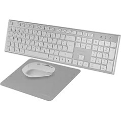 Tacens Zenith 3-in-1 Wireless Combo with DualLink 2.4 GHz Technology, Full Size Complete with SmartKey Copilot AI, Optical Mouse 3200 DPI, Nanotextile Mouse Pad, French Language, White