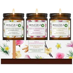 Botanica by Air Wick Scented Candles Gift Set - 3 Different Fragrances - Up to 40 Hours Per Candle - 3 x Jar Candle - In Beautiful Gift Box - With Natural Ingredients