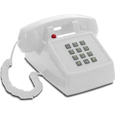 Opis PushMeFon Cable: A Retro Landline Telephone with Button Block, Ideal as an Old Phone for Stylish Decoration in White