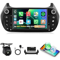 4GB + 128GB Android Car Radio for Fiat Fiorino 2008-2016 Con Carplay, 7 Inch Car Radio Stereo Con GPS Navi, WiFi, Bluetooth, RDS/FM Radio, USB, EQ, Mirrorlink, Canbus, Rear Camera & Mic