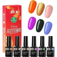 Beautilux UV Nail Polish TPO-Free, 6 Colours, 10 ml, Hema-Free Gel Nail Polish Set for Home Manicure, Nail Art, Manicure (AT25-07)