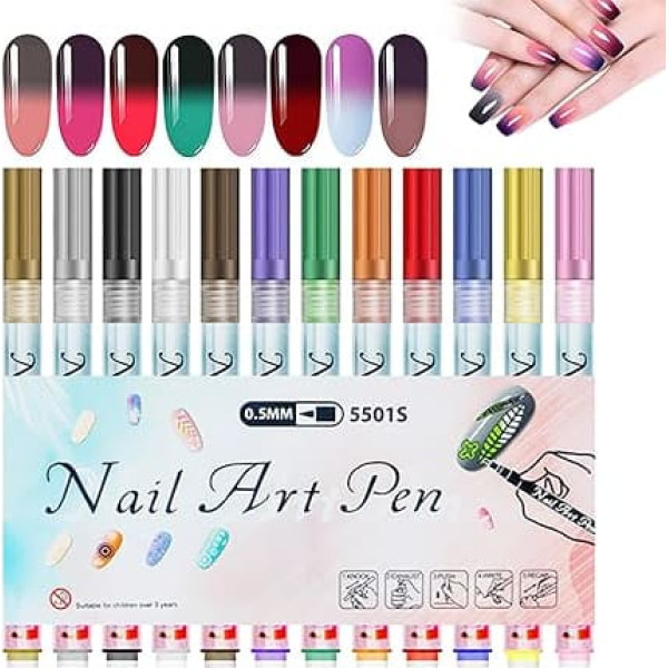 3D Nagellack Stift Nail Art Marker, Nail Art Zubehör DIY Linie Nagelkunst Graffiti, Nagelspitze Schmuck Maniküre Werkzeuge, Nagellack stifte Nageldesign für Weihnachten & Alltagskleidung