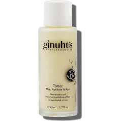 ginuht's Natural Cosmetics Face Toner 100% Organic Regenerating & Skin Firming Toner for All Skin Types Activating Fluid with Aloe Vera, Apricot & Açai (50 ml)