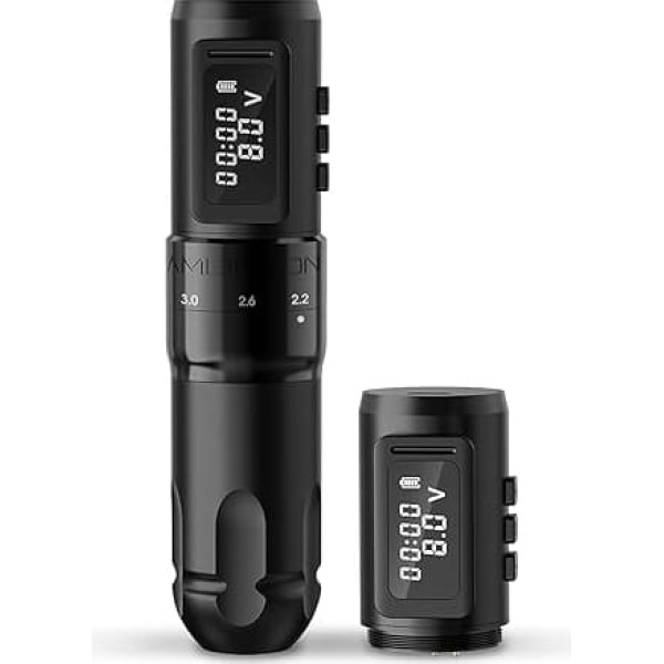 Ambition MARS-U Wireless Tattoo Machine with Adjustable Hub - Tattoo Machine Pen with Rotating Cartridge and Additional Digital LED Display with 1800mAh Power for Tattoo Artists