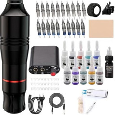 FONPOO Rotary Machine Set, Rotary Pen Set Contains 20 Cartridges 11 Inks 1 Piece Mini Power Supply Pen Machine Kit for Practice