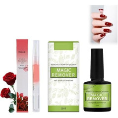 Nail Polish Remover + Nail Care Pen, Magic Eliminator, Easy and Quick Without Damaging the Nail, Nail Polish Remover for Nail Art, Natural Nails, Suitable for All Types of Artificial Nails