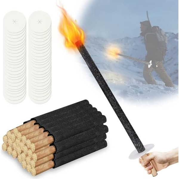 Torches Pack of 100 Outdoor Garden Torches Burning Time 45 Minutes Including Hand Guard with Extra Long Handle for Children Torches Night Hiking