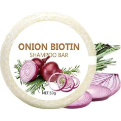 Onion Biotin Strengthening Shampoo (60g): Reduces breakage, tames frizz, reduces hair loss and thinning hair and promotes hair growth.