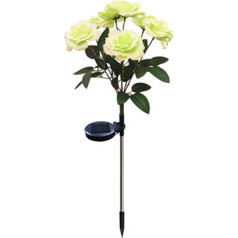 Solar-Rosen-Blumenlicht-Bündel, 7 Köpfe, Bodeneingefügte Außenumgebung für Gartenwege, Höfe und Hinterhöfe, ABS + Edelstahl (grün)