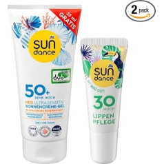 SUNDANCE Set of 2 sun protection: Med Ultra Sensitive sun cream gel for sensitive, allergy-prone skin SPF 50+ very high (175 ml) + lip care mint SPF 30 (10 ml), 185 ml