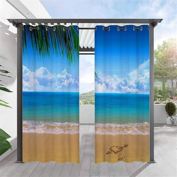 Outdoor Curtains, Waterproof, Weatherproof Privacy Screen, Patio Sun Protection for Balcony, Porch, Pergola, Garden Arbour, Pack of 2, Style 13, 200 x 200 cm
