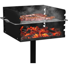 Park Grill with Stainless Steel Grill Grate, Heavy Duty Park Style Charcoal Grill with BBQ Cover, Outdoor Park Grill for Backyard, Camping, 16