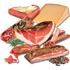 BAVAREGOLA South Tyrolean Specialities Gourmet Package - 7 Delights in One Set - South Tyrolean Bacon, Cheese, Salami, Pancetta & Ham