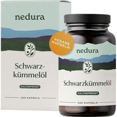 nedura Black Cumin Oil Capsules - Premium Black Cumin from the Orient in Own German Manufactory Cold Pressed & Bottled - Pack of 150 in Vegan Capsule Case - 1000 mg Daily Dose