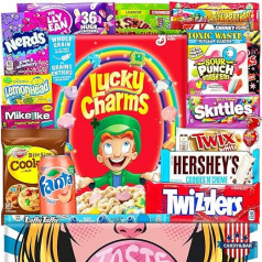 XXL 1.5 kg USA Candy Box | Includes Lucky Charms & US Fanta | USA Sweets & Drinks Snack Box | Exclusive Easter Nest Filling in American Style | Candy & Bar